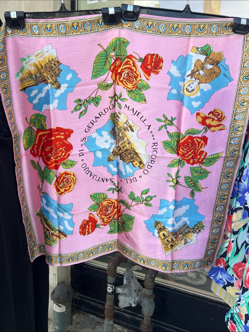 Vintage Italian Souvenir Scarf with Scenic Motifs